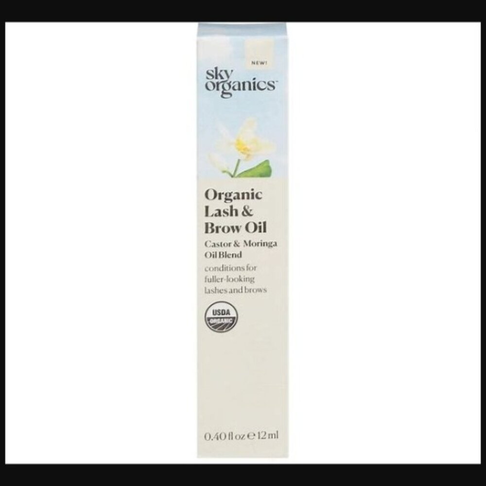 Sky Organics Organic Lash & Brow Oil & Applicator Eyelash Castor & Moringa Oil